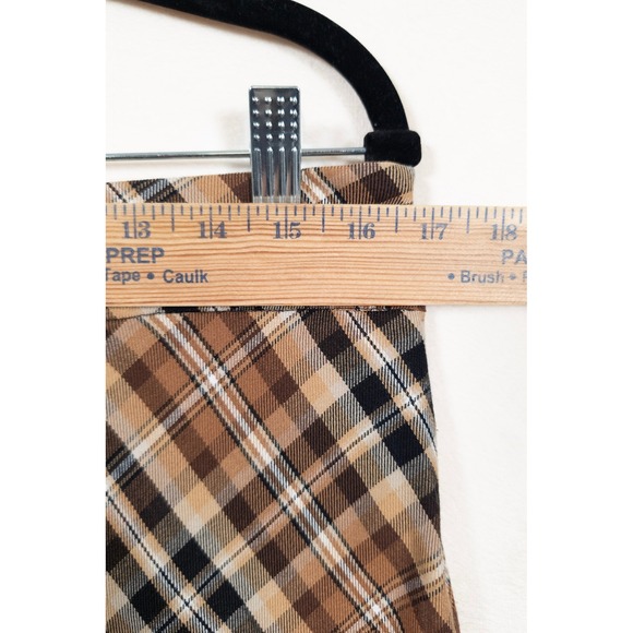 Vintage White Stag Skirt Womens 12P Brown Plaid Bias Cut Preppy Dark Academia - Picture 3 of 12